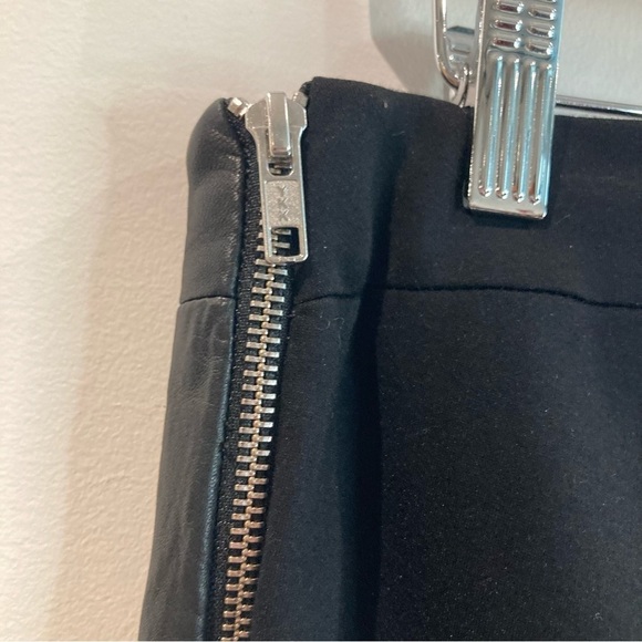 DANIER Sz 14 Mixed  Media Straight Leg High Rise Leather and Fabric Zipper Pants - Picture 6 of 12